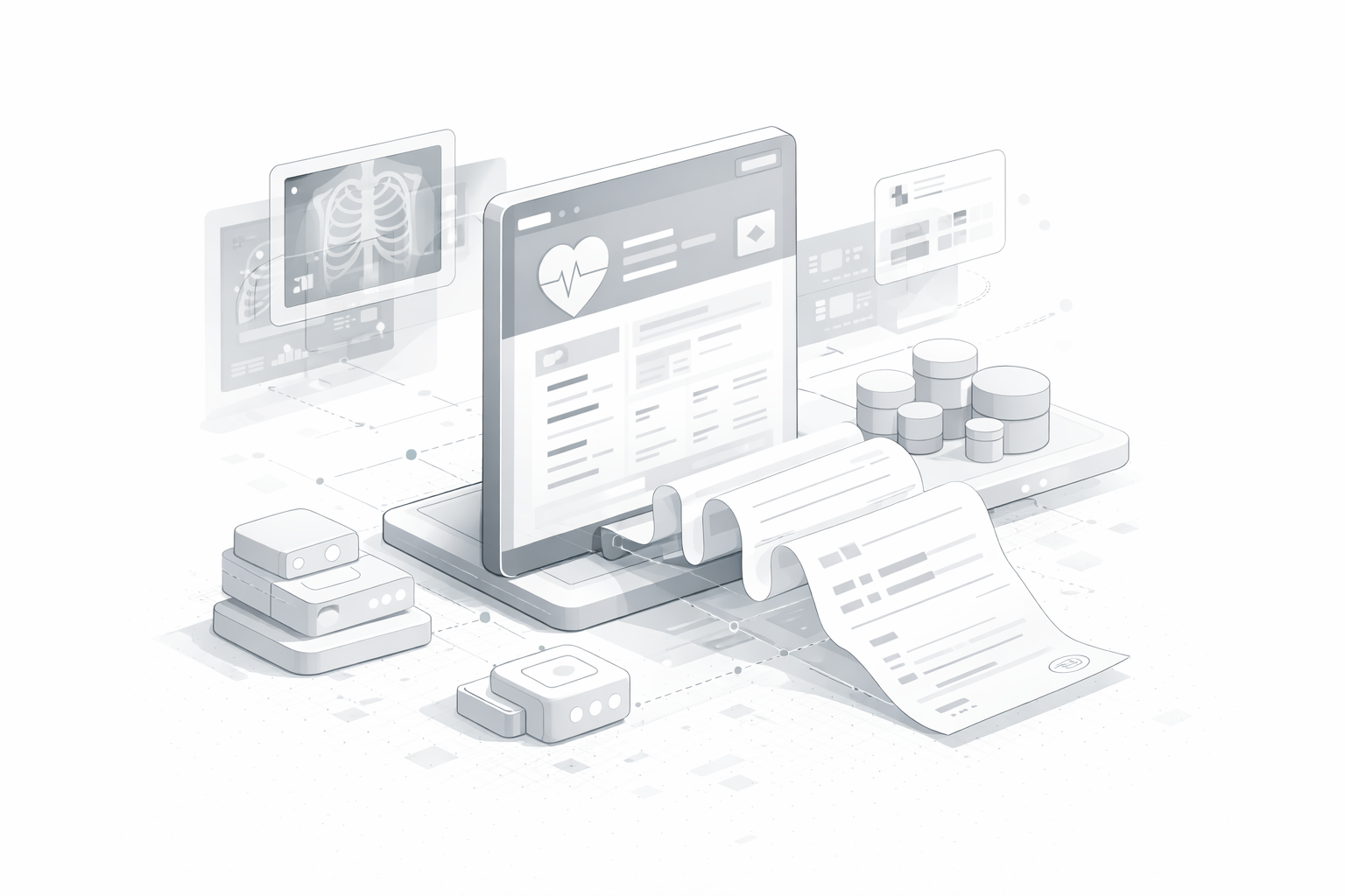 Pencil and Screen design process applied to a healthcare platform — research, interaction design, and clinical UX workflow