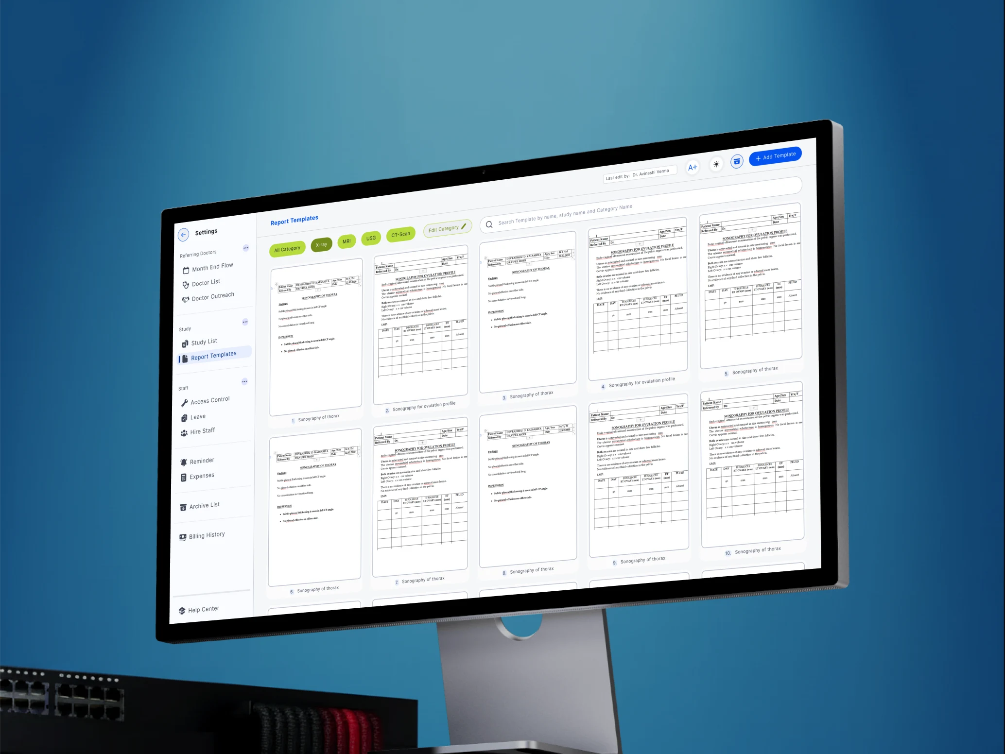 Healthcare and healthtech product design mockup showing clinical dashboard and patient experience interface